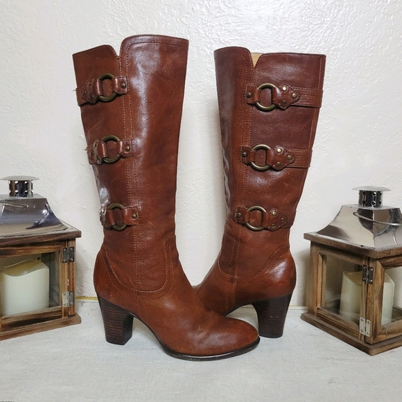 Frye Shoes - FRYE | TALL LEATHER FIONA 3 STRAP BOOTS